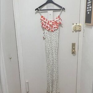 Floral Ruffle White Maxi Dress